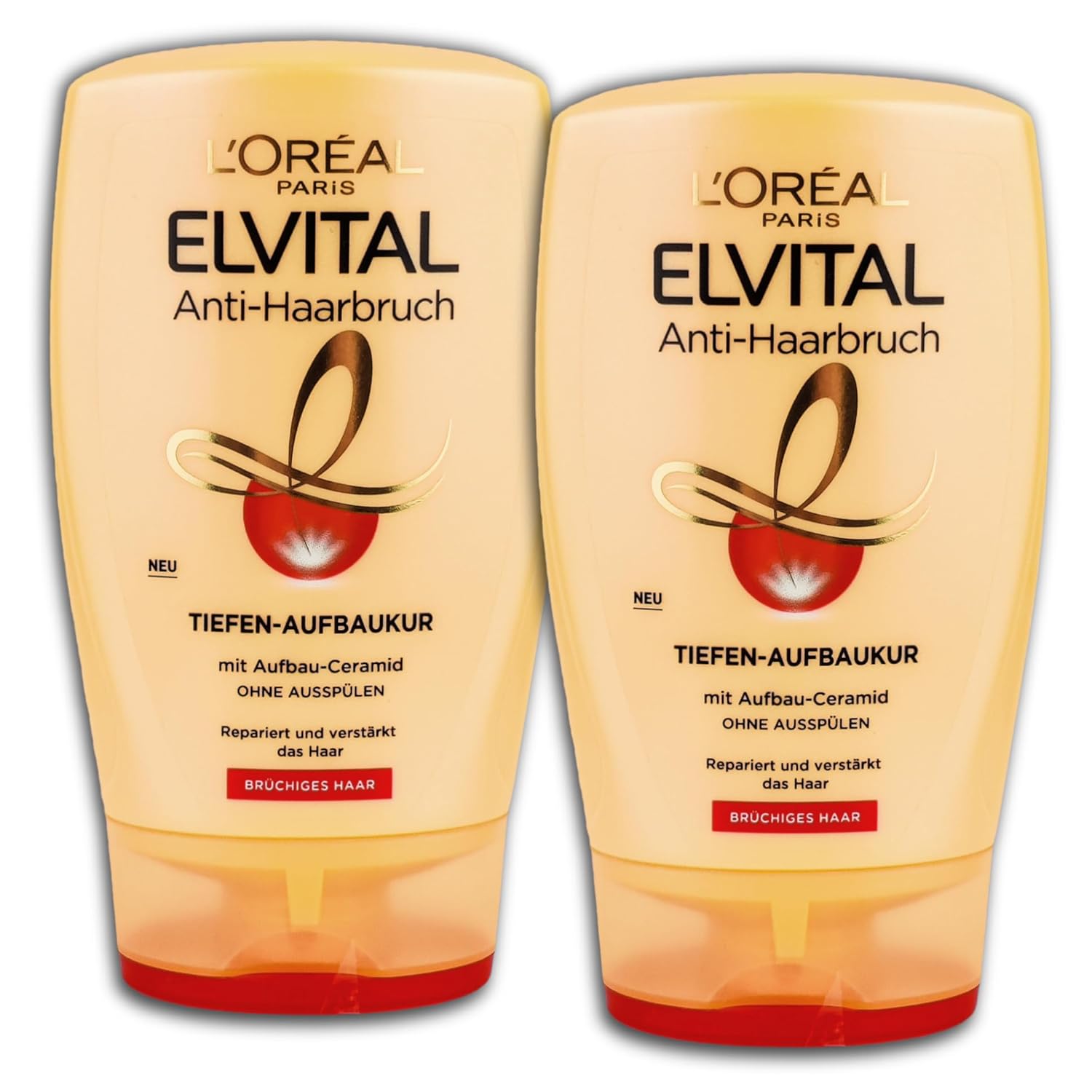 2 er Pack L'Oreal Paris - Elvital Sofort Aufbau-Kur Anti Haarbruch - Kämmbarkeit und Seidenglanz für strapaziertes Haar 2 x 125ml