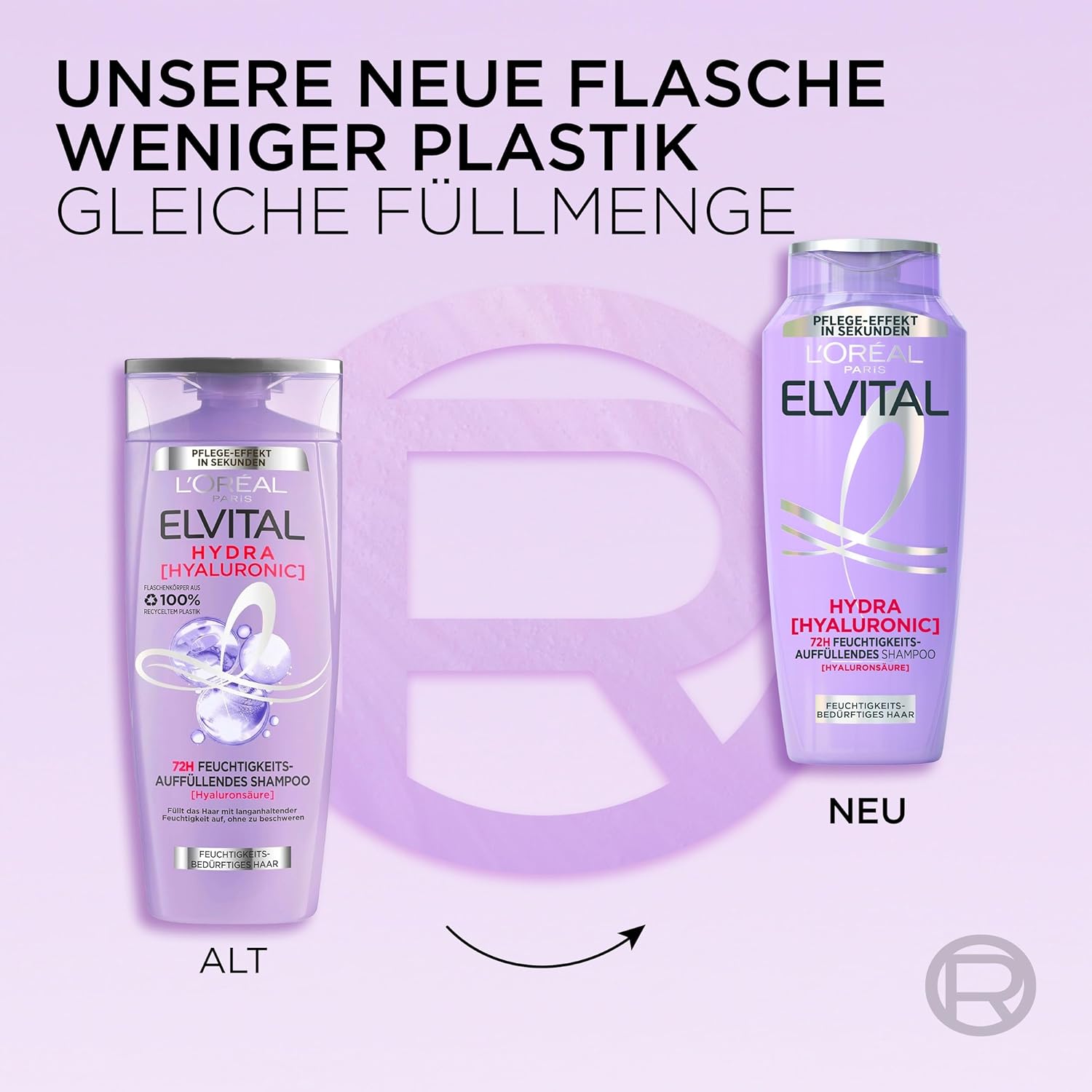 2 er Pack L’Oréal Paris Elvital XL Hydra Hyaluronic 72H Feuchtigkeits-Auffüllendes Shampoo 2 x 400 ml